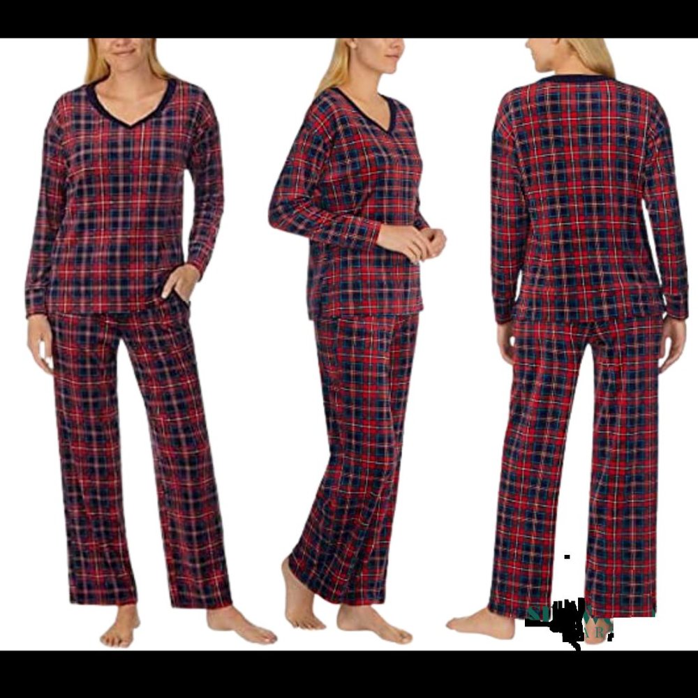 NWOT Nautica Women 2-Piece Fleece Pajama Set Large Shirt Small Pants $70 AA235